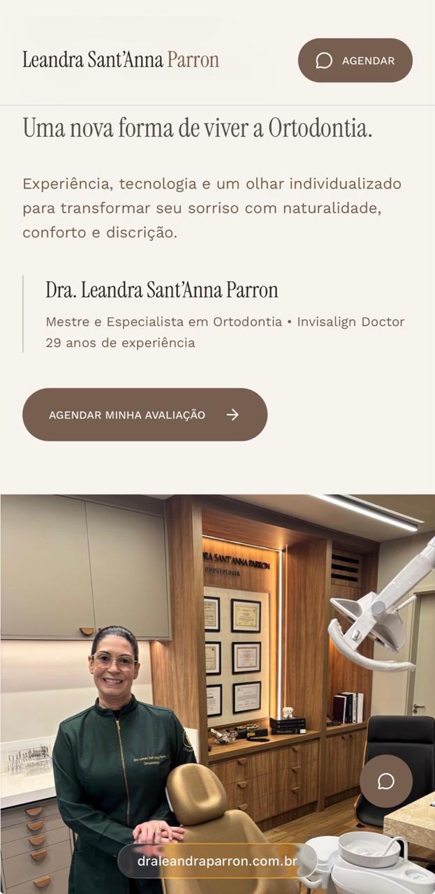 Primeira seção do site da Dra. Leandra Sant’Anna Parron